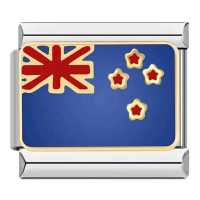 New Zealand Flag, on Silver
